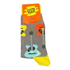Ooh Yeah! Men Guitar Crew Socks NEW One Size Combed Cotton
